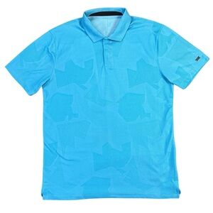 Nike Dri-FIT Tiger Woods Camo Jacquard Golf Polo Men’s Medium Blue TW Logo Snap